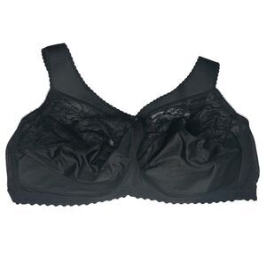 Glamorise black lace unlined wire free full coverage bra 38G 38DDDD